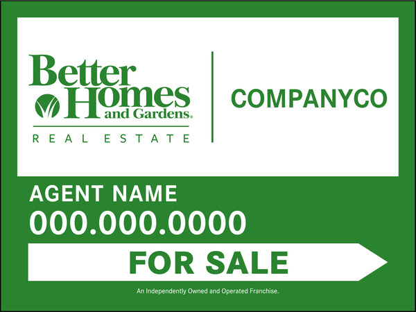 For Sale Agent Sign Panel, 4mm Corrugated Plastic 18"H X 24"W