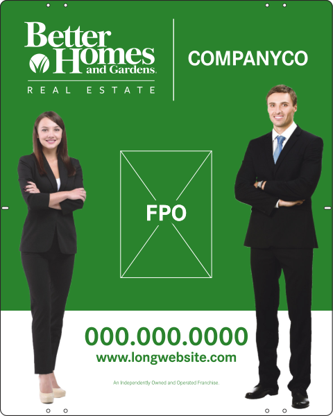 Better Homes and Gardens Real Estate Sign Panel, 24 GA Steel 30"h x 24"w