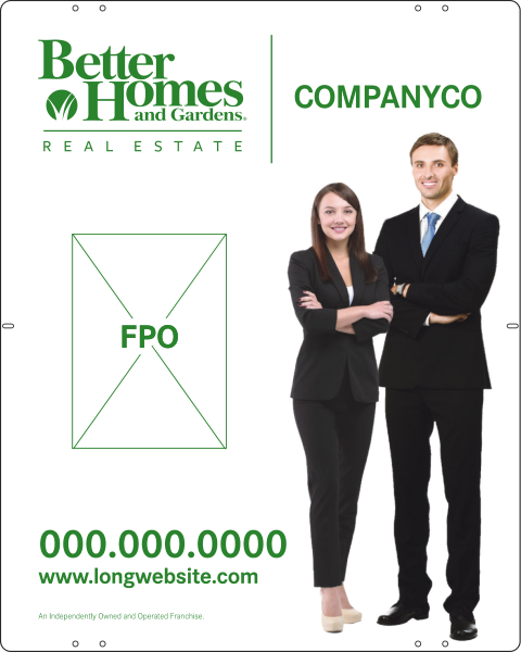 Better Homes and Gardens Real Estate Sign Panel, 24 GA Steel 30"h x 24"w