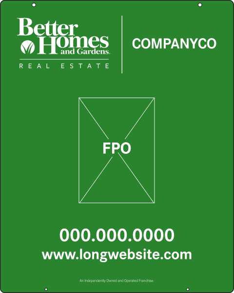 Better Homes and Gardens Real Estate Hanging Sign Panel, 30"h x 24"w, 3mm Aluminum Composite