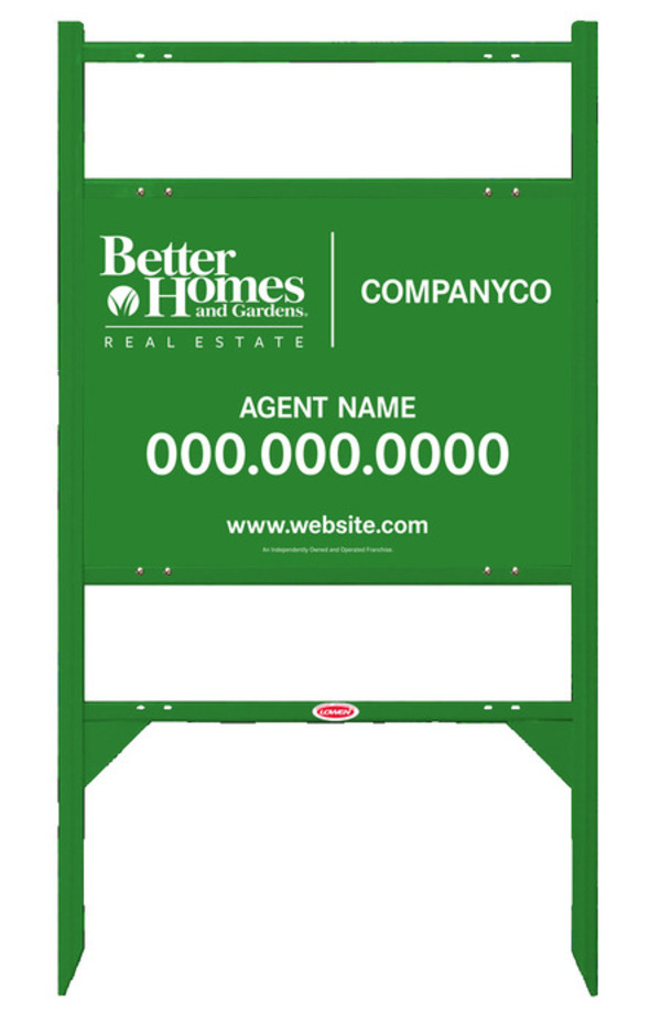 Angle Iron Frame With Two Rider Inserts And Agent Sign Panel Unit, 18"H X 24"W, Green