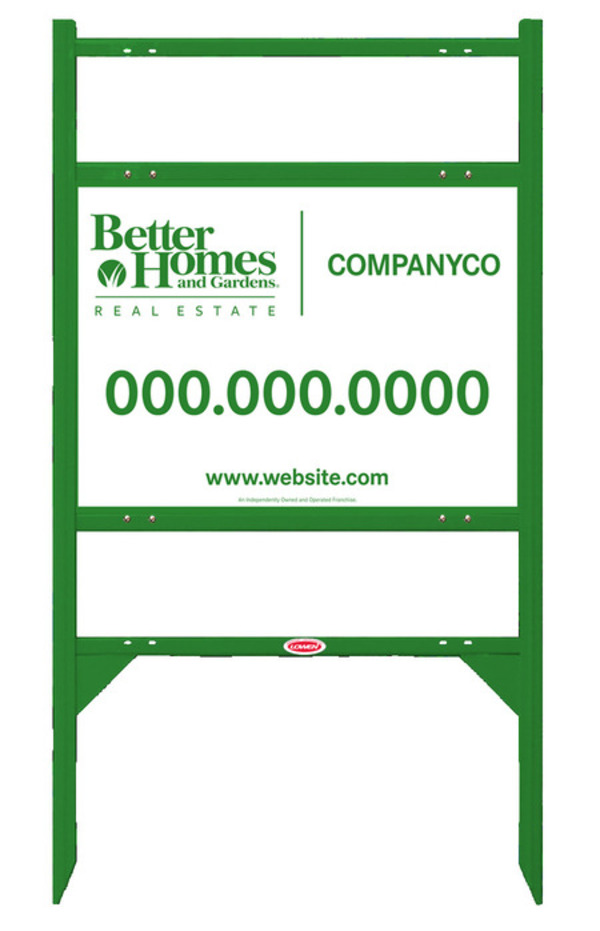 Angle Iron Frame With Two Rider Inserts And Sign Panel Unit, 18"H X 24"W, Green