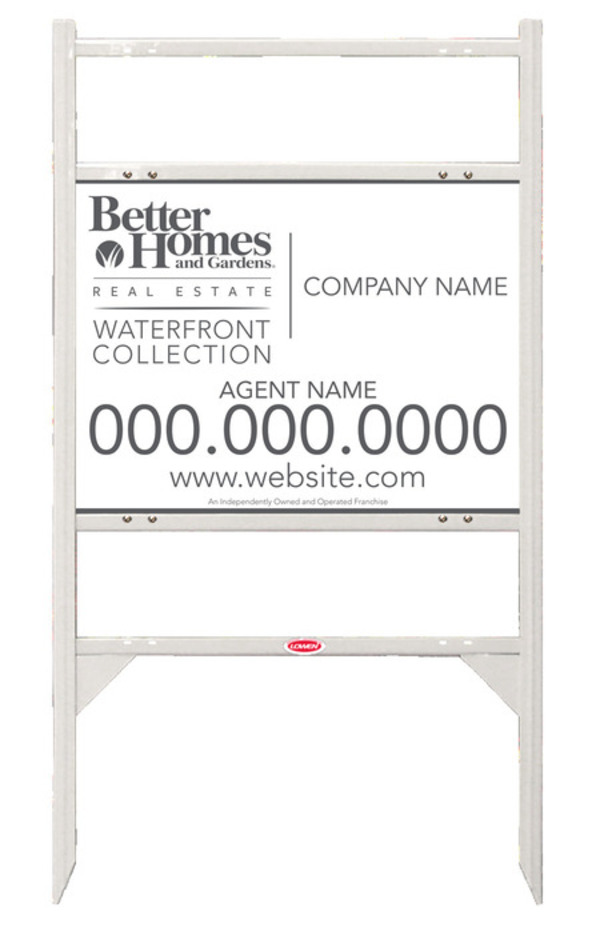 Waterfront Collection Angle Iron Sign Frame And Agent Panel Unit With Two Rider Inserts, 24 GA Steel 18"H X 24"W