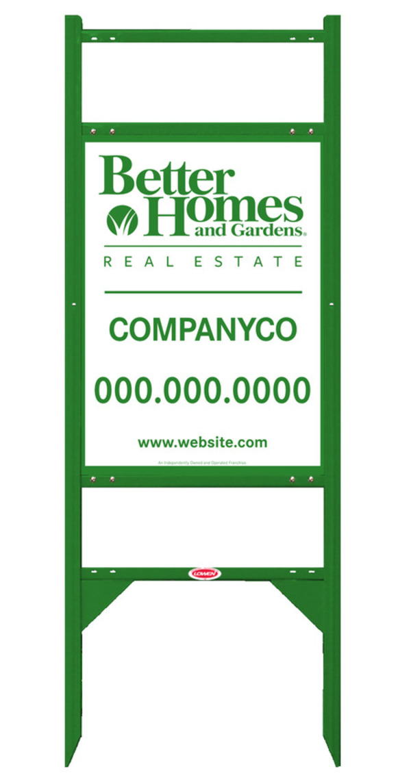 Angle Iron Frame With Two Rider Inserts And Sign Panel Unit, 24"H X 18"W, Green