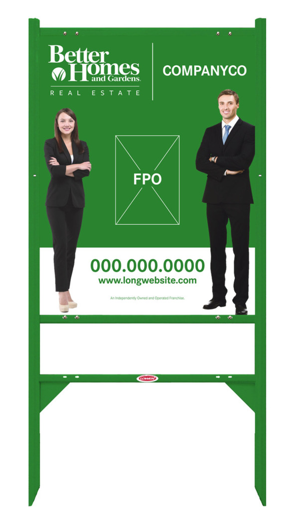 Better Homes and Gardens Real Estate Angle Iron Frame and Sign Panel Unit, 30"h x 24"w, Green