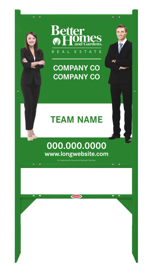 Better Homes and Gardens Real Estate Angle Iron Frame and Sign Panel Unit, 30"h x 24"w, Green