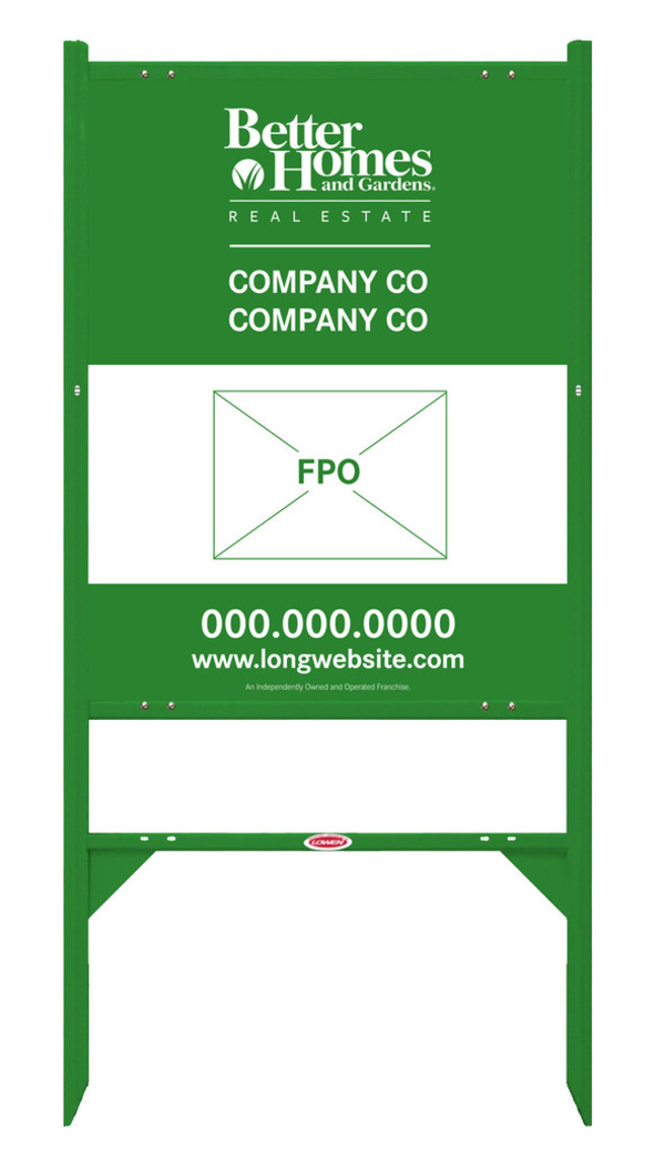 Better Homes and Gardens Real Estate Angle Iron Frame and Sign Panel Unit, 30"h x 24"w, Green