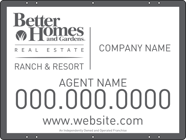Ranch And Resort Agent Sign Panel, 24 GA Steel 18"H X 24"W