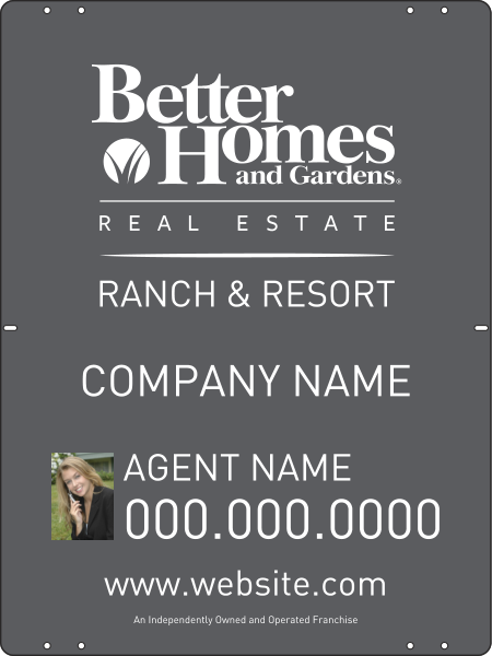 Ranch And Resort Real Estate Photo Sign Panel, 24 GA Steel 24"H X 18"W