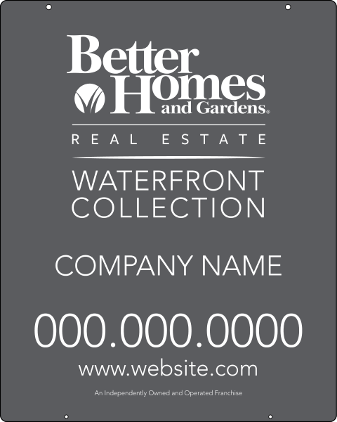 Waterfront Collection Real Estate Hanging Sign Panel With Grommets, 24 GA Steel 30"H X 24"W