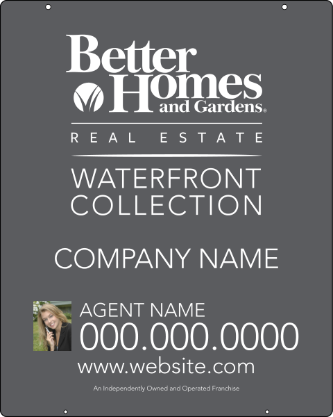 Waterfront Collection Real Estate Photo Hanging Sign Panel With Grommets, 24 GA Steel 30"H X 24"W