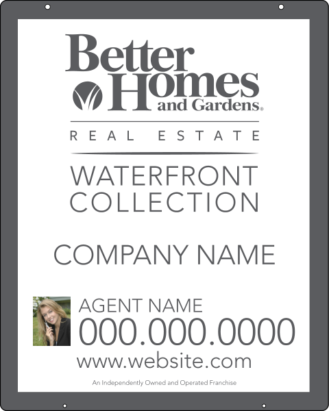 Waterfront Collection Real Estate Photo Hanging Sign Panel With Grommets, 24 GA Steel 30"H X 24"W