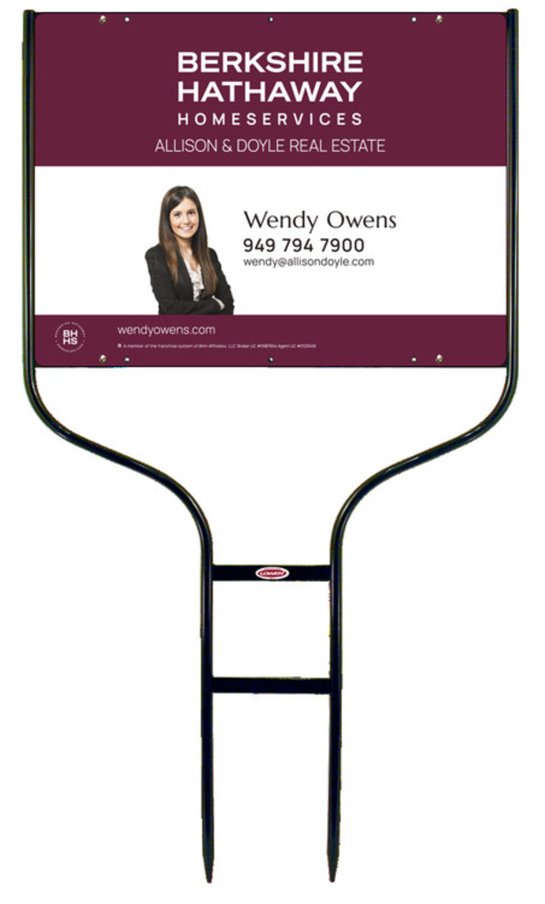 Berkshire Hathaway HomeServices Round Rod Frame and Cut Out Photo Sign Panel Unit, 18"h x 24"w, Steel