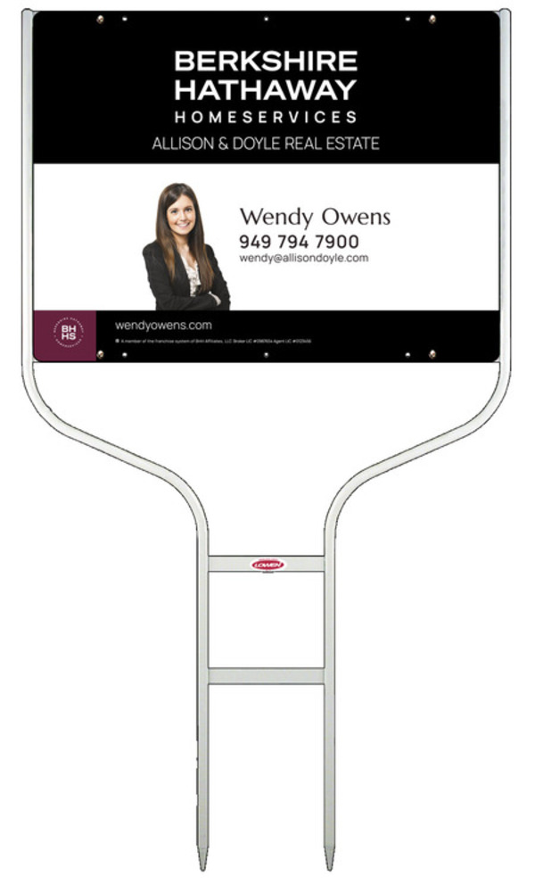 Berkshire Hathaway HomeServices Round Rod Frame and Cut Out Photo Sign Panel Unit, 18"h x 24"w, Steel