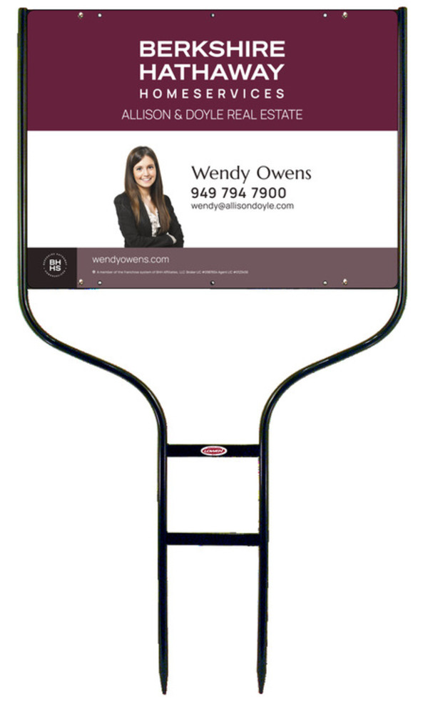 Berkshire Hathaway HomeServices Round Rod Frame and Cut Out Photo Sign Panel Unit, 18"h x 24"w, Steel