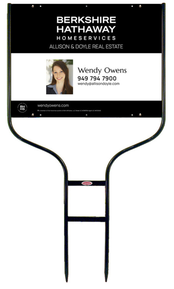 Round Rod Frame And Agent Photo Sign Panel Unit, 18"H X 24"W, Steel