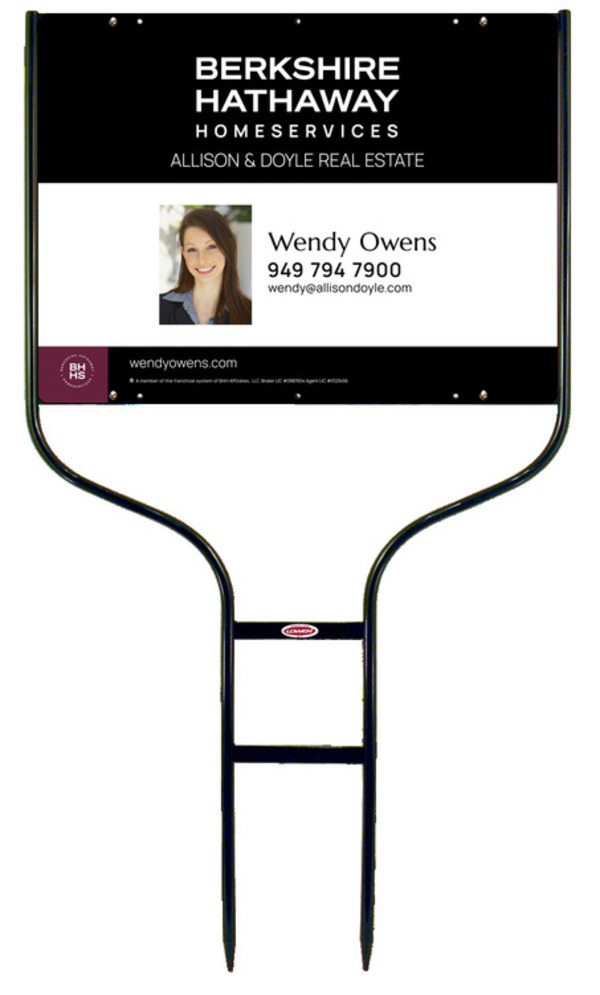 Round Rod Frame And Agent Photo Sign Panel Unit, 18"H X 24"W, Steel