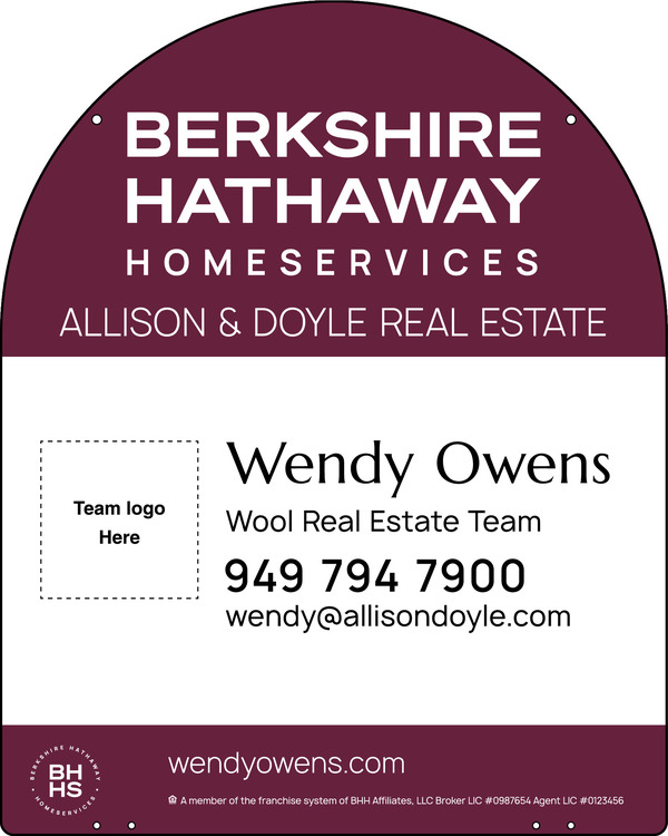 Hanging Yard Arc Top Team Logo Sign Panel, 30"H X 24"W, 3mm Aluminum Composite