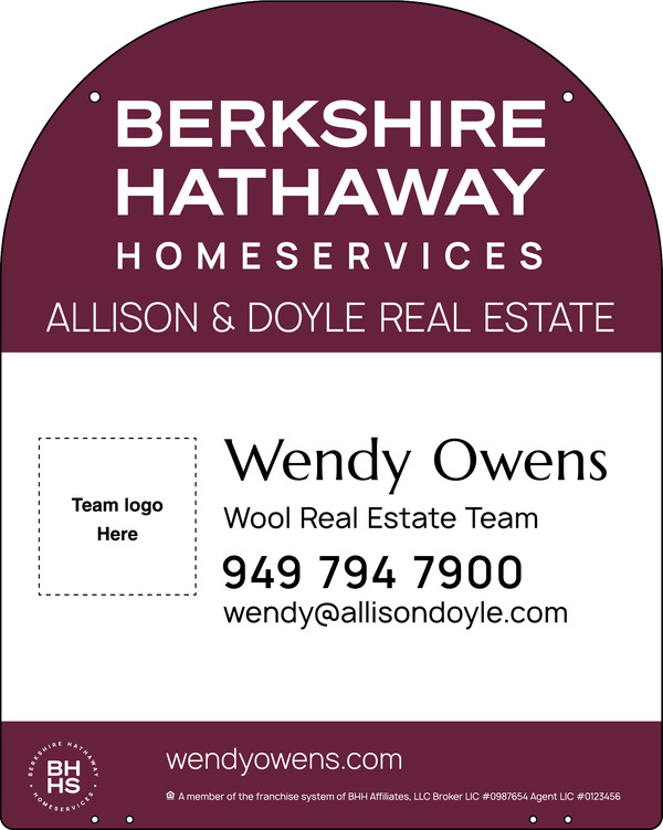 Reflective Hanging Yard Arm Dome Team Logo Sign Panel, 30"H X 24"W, 3mm Aluminum Composite