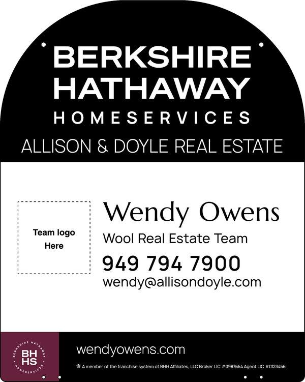 Reflective Hanging Yard Arm Dome Team Logo Sign Panel, 30"H X 24"W, 3mm Aluminum Composite