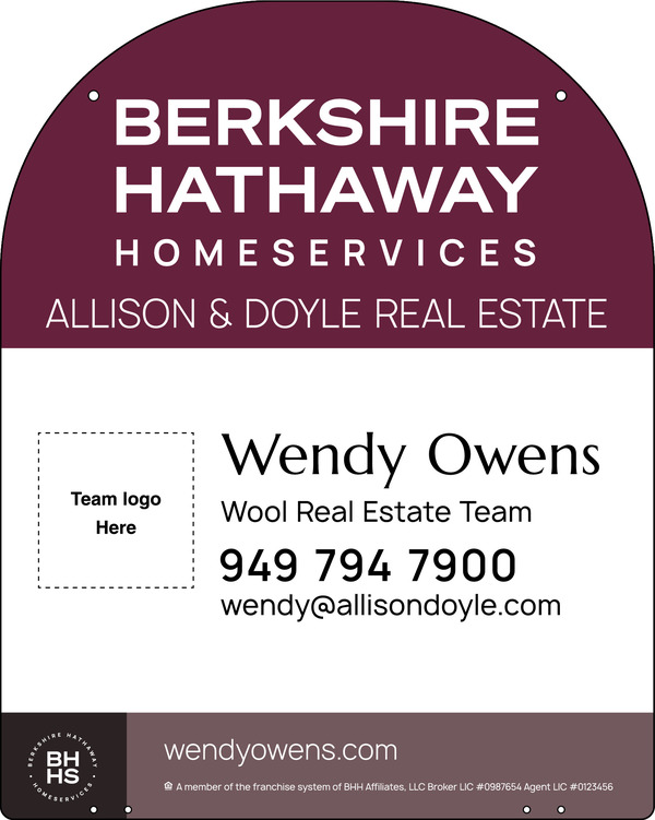 Reflective Hanging Yard Arm Dome Team Logo Sign Panel, 30"H X 24"W, 3mm Aluminum Composite