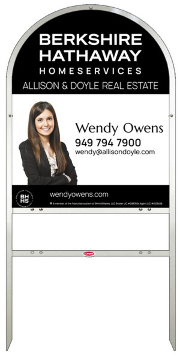 Berkshire Hathaway HomeServices Arc Top Frame w/ 1 rider inserts and Cut Out Photo Sign Panel Unit, 30"h x 24"w, Steel