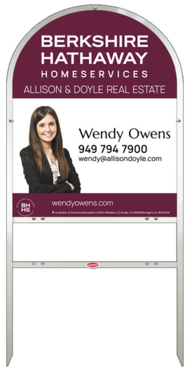 Berkshire Hathaway HomeServices Arc Top Frame w/ 1 rider inserts and Cut Out Photo Sign Panel Unit, 30"h x 24"w, Steel
