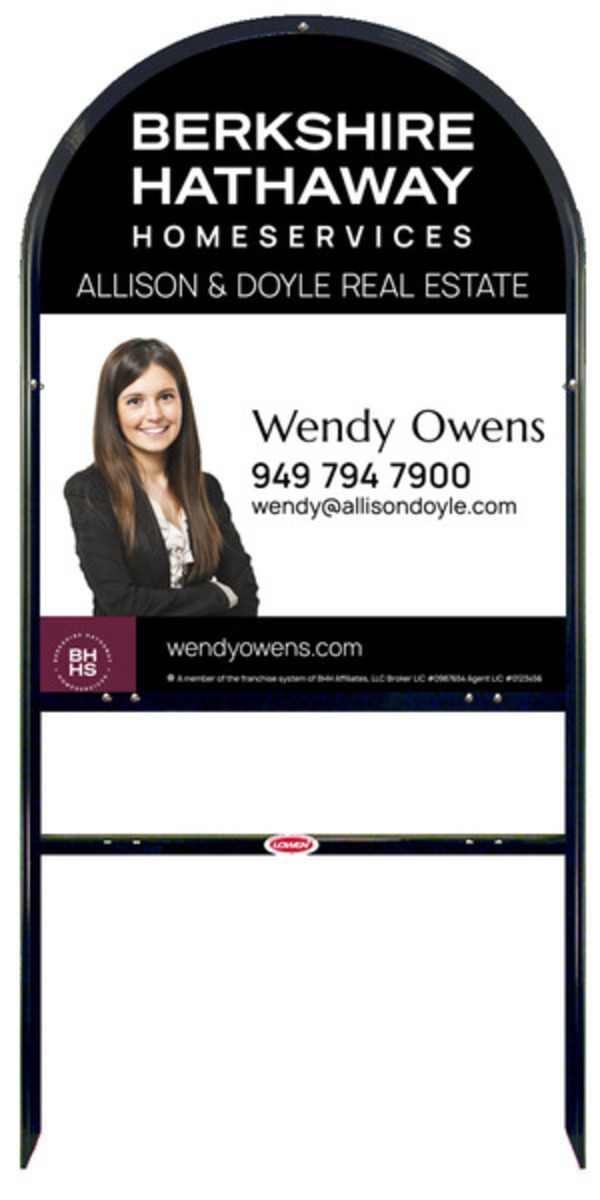 Berkshire Hathaway HomeServices Arc Top Frame w/ 1 rider inserts and Cut Out Photo Sign Panel Unit, 30"h x 24"w, Steel