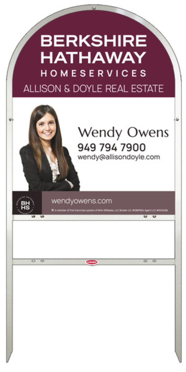 Berkshire Hathaway HomeServices Arc Top Frame w/ 1 rider inserts and Cut Out Photo Sign Panel Unit, 30"h x 24"w, Steel