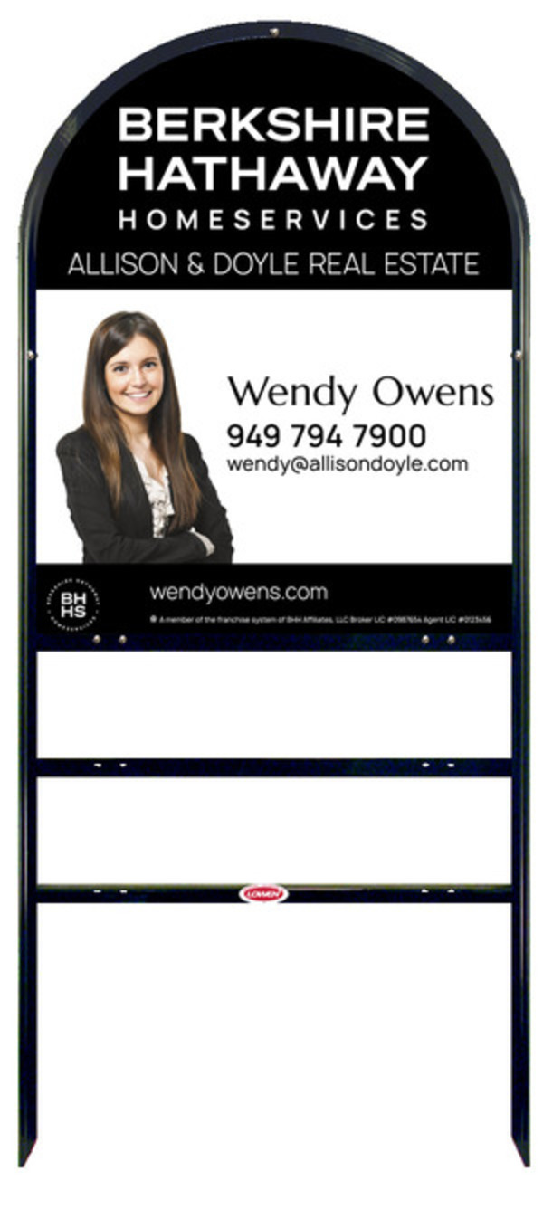 Berkshire Hathaway HomeServices Arc Top Frame w/ 2 rider inserts and Cut Out Photo Sign Panel Unit, 30"h x 24"w, Steel