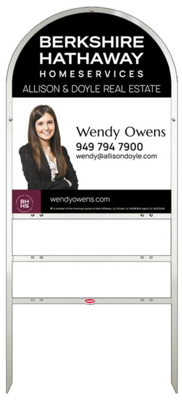 Berkshire Hathaway HomeServices Arc Top Frame w/ 2 rider inserts and Cut Out Photo Sign Panel Unit, 30"h x 24"w, Steel