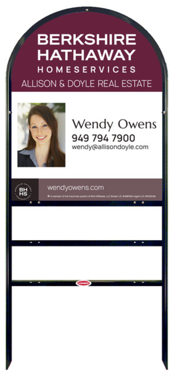 Arc Top Frame W/ 2 Rider Inserts And Agent Photo Sign Panel Unit, 30"H X 24"W, Steel