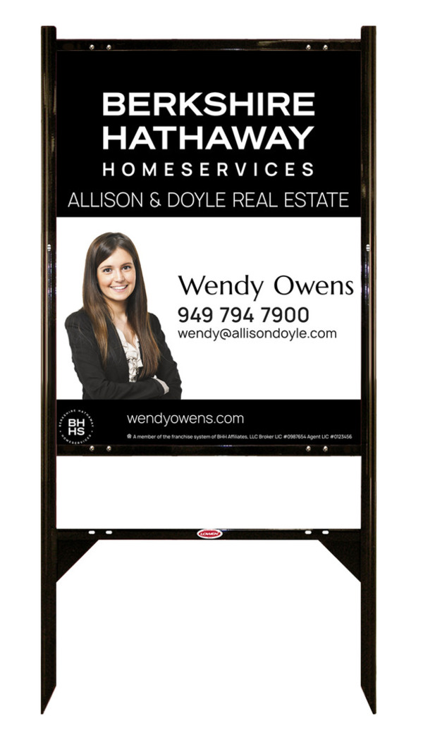 Berkshire Hathaway HomeServices Angle Iron Frame and Cut Out Photo Sign Panel Unit, 30"h x 24"w, Steel