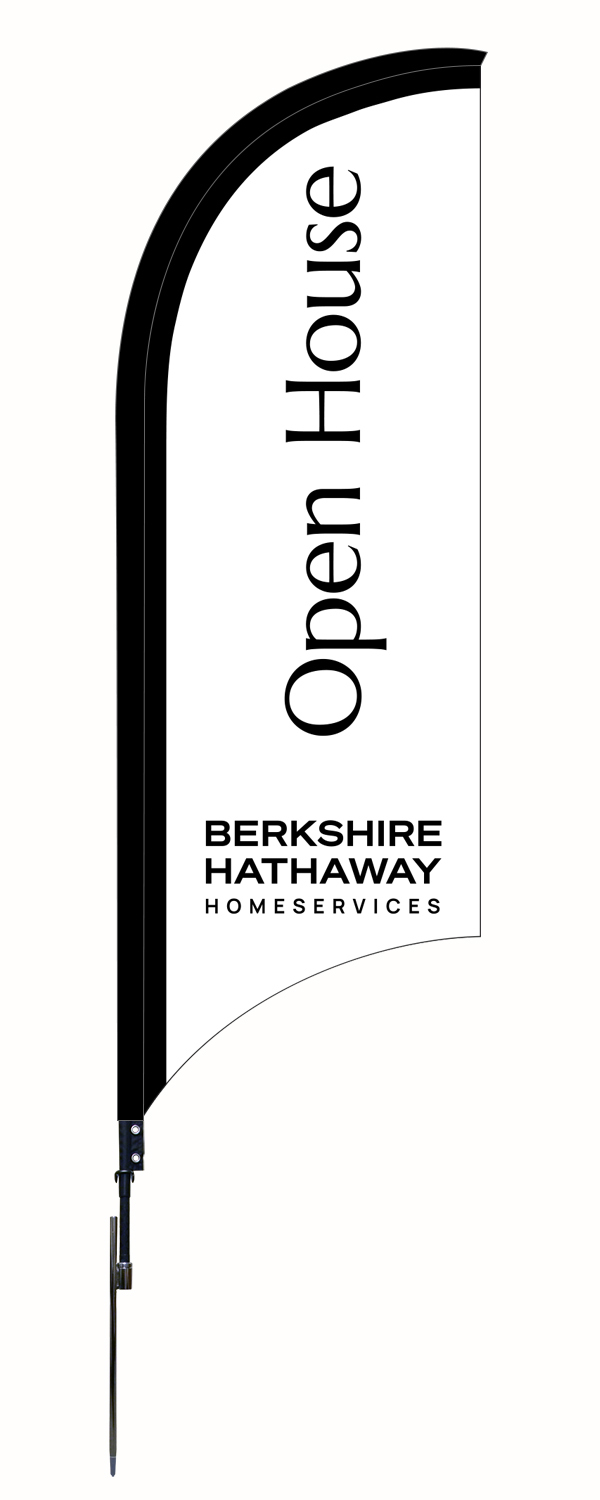 Berkshire Hathaway HomeServices Open House Feather Flag and Pole, 9-foot - Black Copy