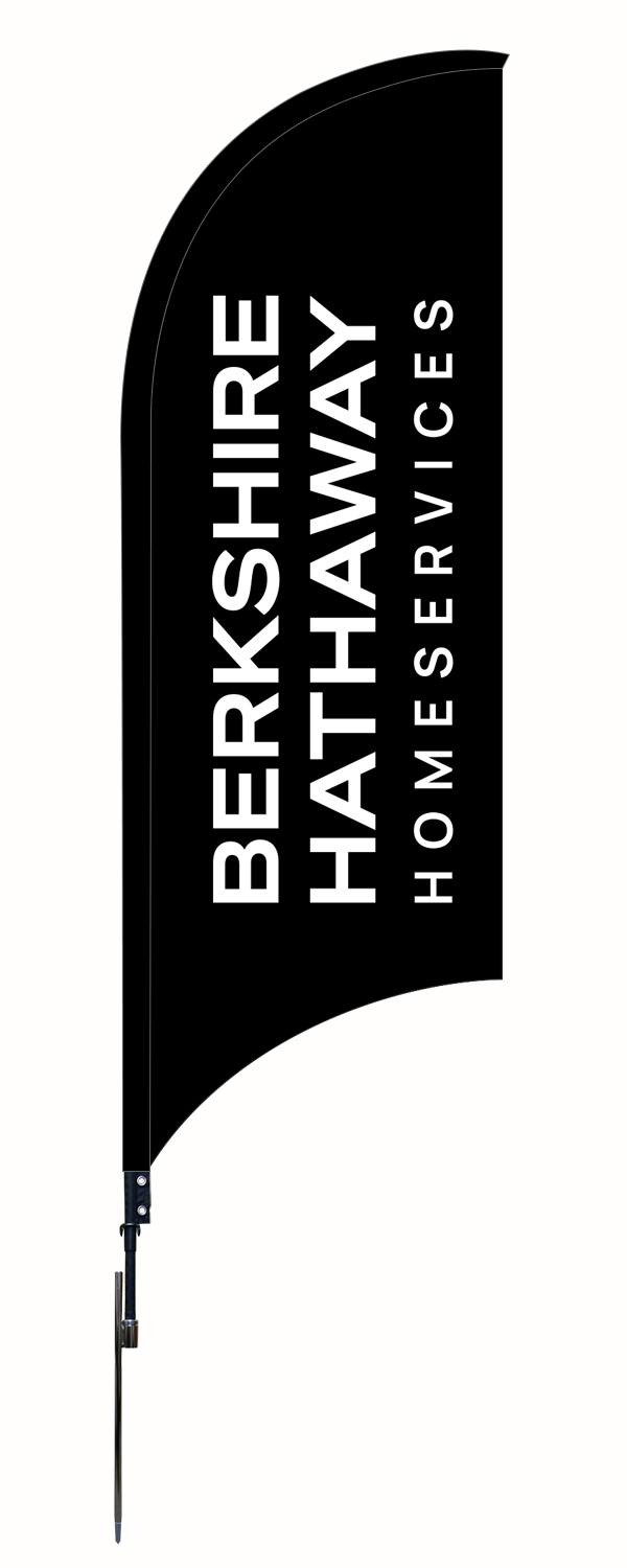 Berkshire Hathaway HomeServices Berkshire Hathaway Home Services Feather Flag and Pole, 9-foot - White Copy