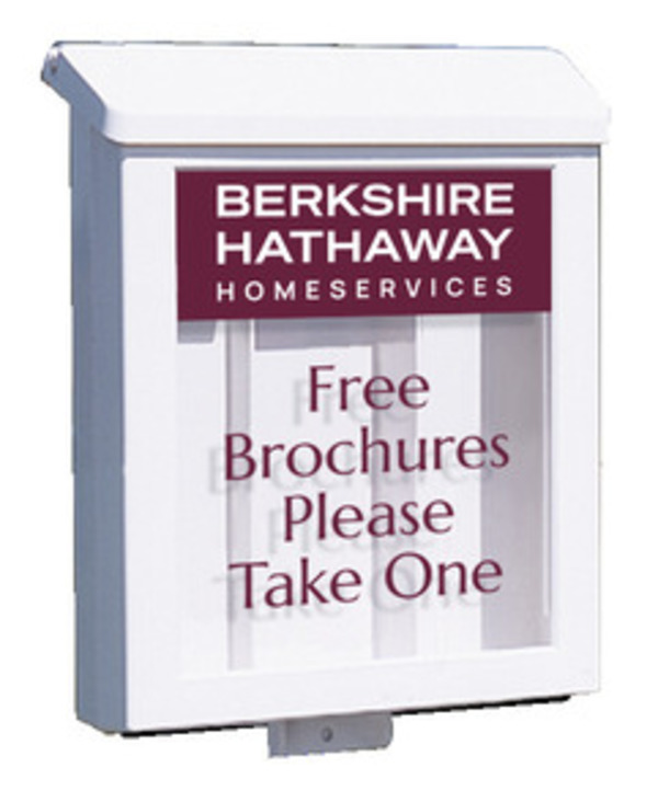 Berkshire Hathaway HomeServices Real Estate Sign White Plastic Yard Box for Angle Iron Sign Frames and Round Rod Sign Frames