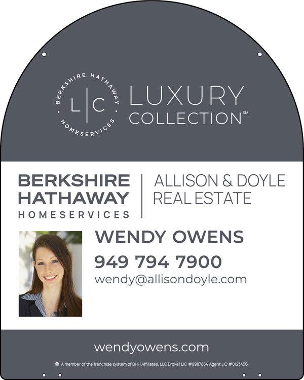 Reflective Hanging Arc Top Agent Photo Sign Panel, 30"H X 24"W, 3mm Aluminum Composite