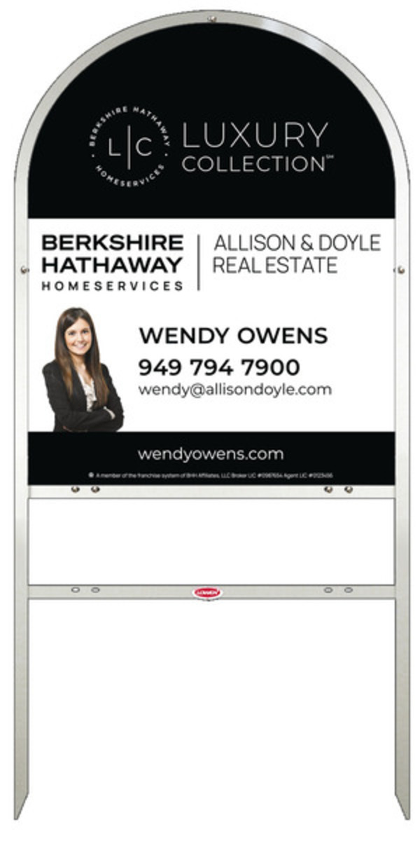Berkshire Hathaway HomeServices Arc Top Frame w/ 1 rider inserts and Cut Out Photo Sign Panel Unit, 30"h x 24"w, Steel