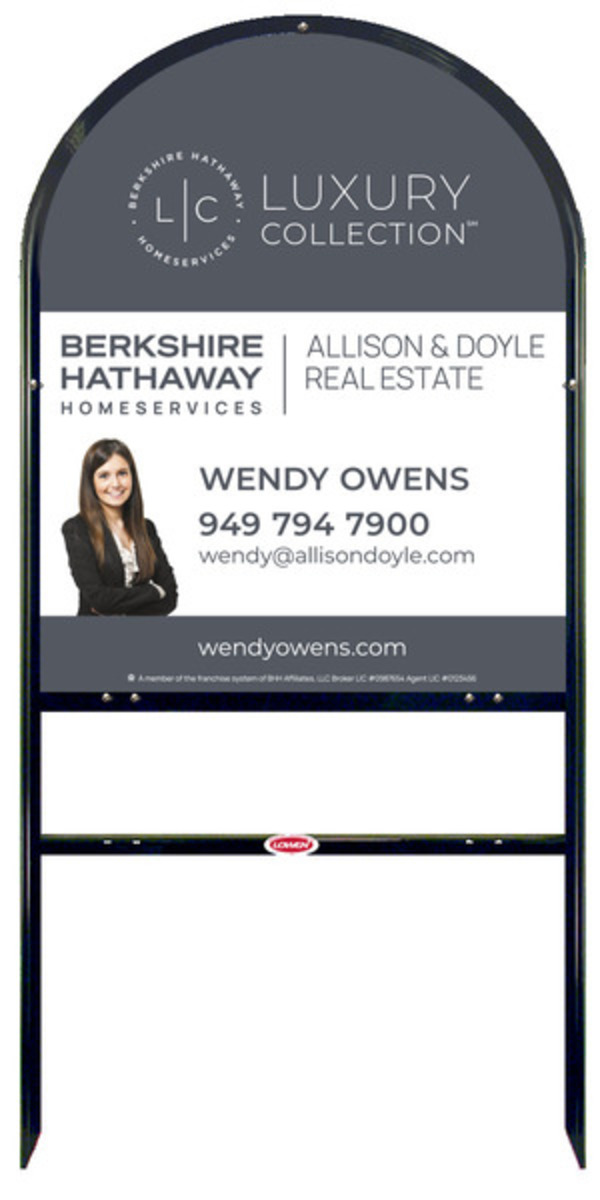 Berkshire Hathaway HomeServices Arc Top Frame w/ 1 rider inserts and Cut Out Photo Sign Panel Unit, 30"h x 24"w, Steel