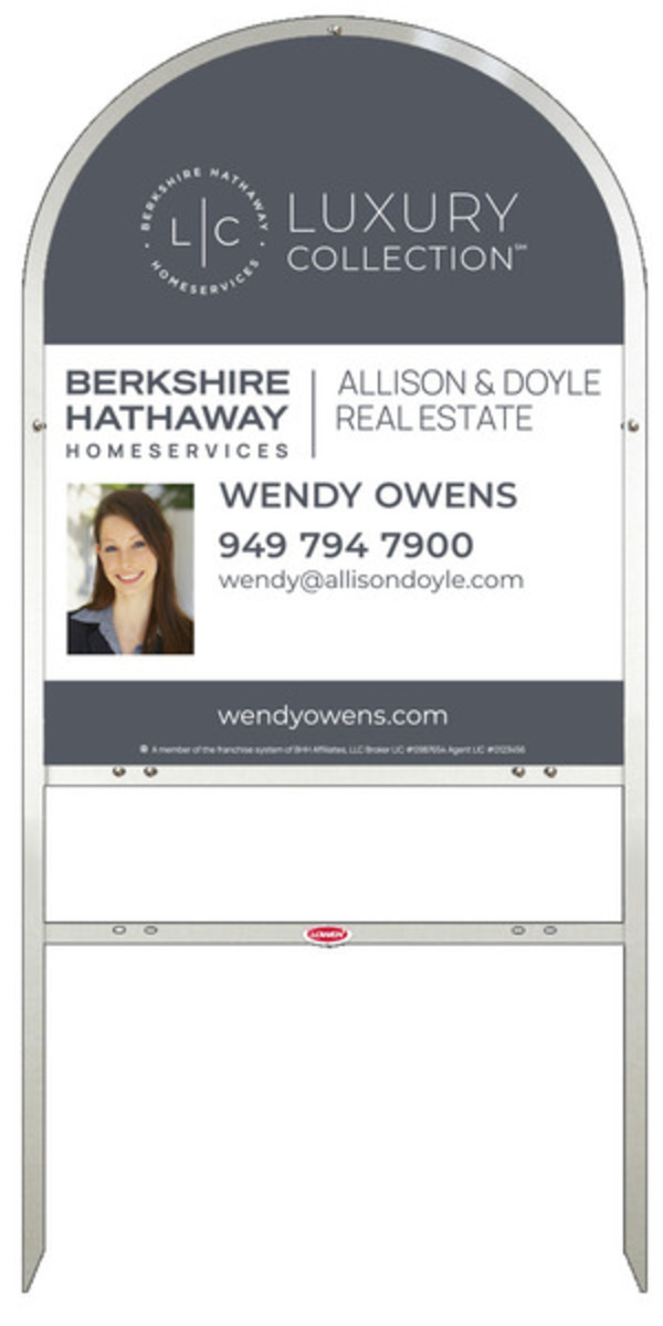 Arc Top Frame W/ 1 Rider Inserts And Agent Photo Sign Panel Unit, 30"H X 24"W, Steel