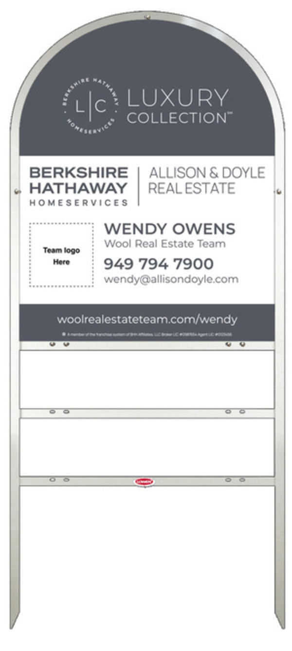 Arc Top Frame W/ 2 Rider Inserts And Agent Team Logo Sign Panel Unit, 30"H X 24"W, Steel