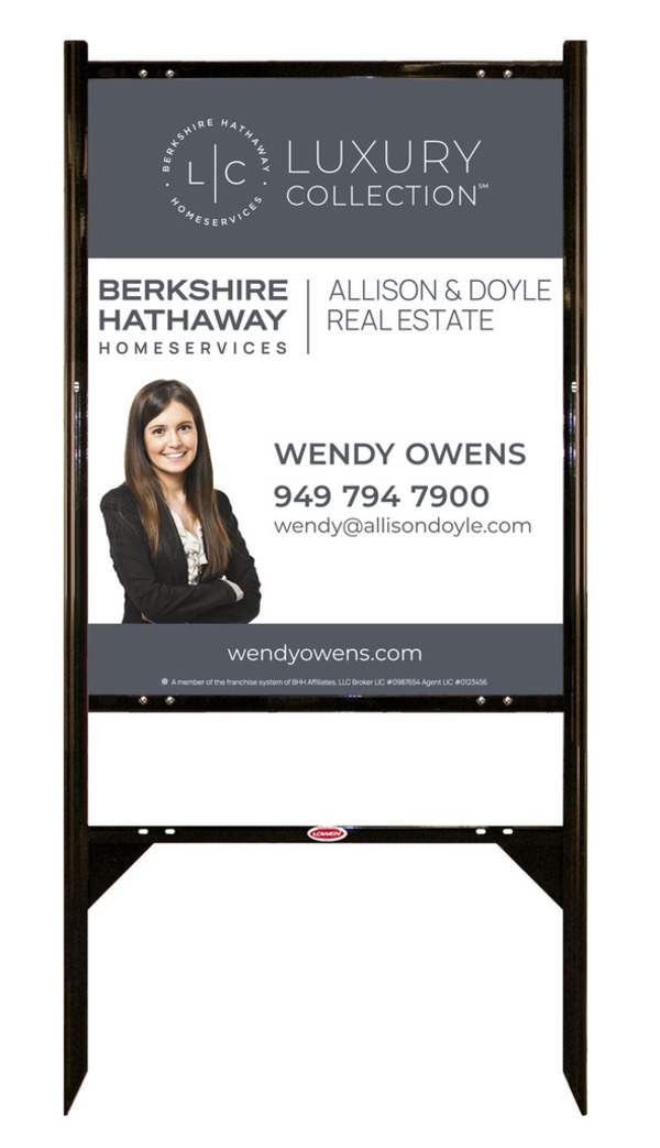 Berkshire Hathaway HomeServices Angle Iron Frame and Cut Out Photo Sign Panel Unit, 30"h x 24"w, Steel