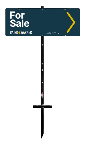 Baird & Warner T-Stake Directional For Sale Sign Panel Unit, 9"h x 24"w, 3mm aluminum composite