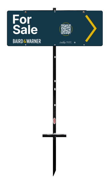 Baird & Warner T-Stake Directional For Sale Sign Panel Unit, 9"h x 24"w, 3mm aluminum composite
