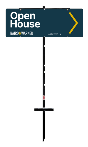 Baird & Warner T-Stake Directional Open House Sign Panel Unit, 9"h x 24"w, 3mm aluminum composite