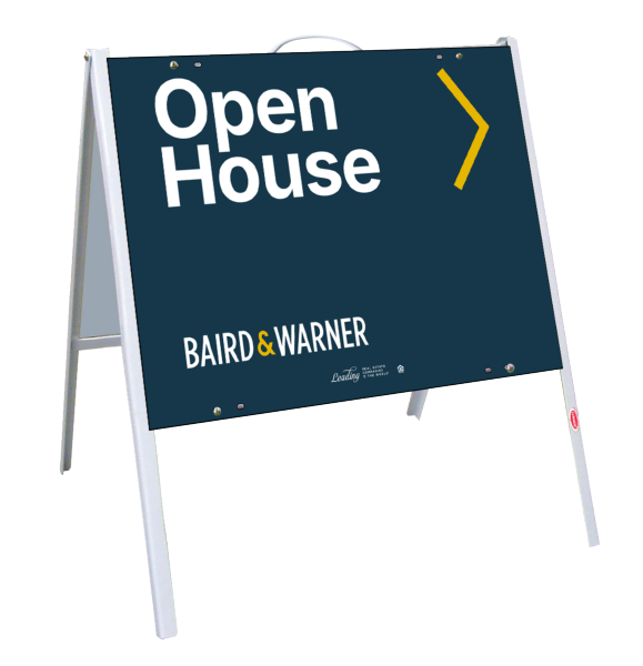 Baird & Warner A-Frame and Office Open House No QR Code Sign Panel Unit, 18"h x 24"w, .050 Poly