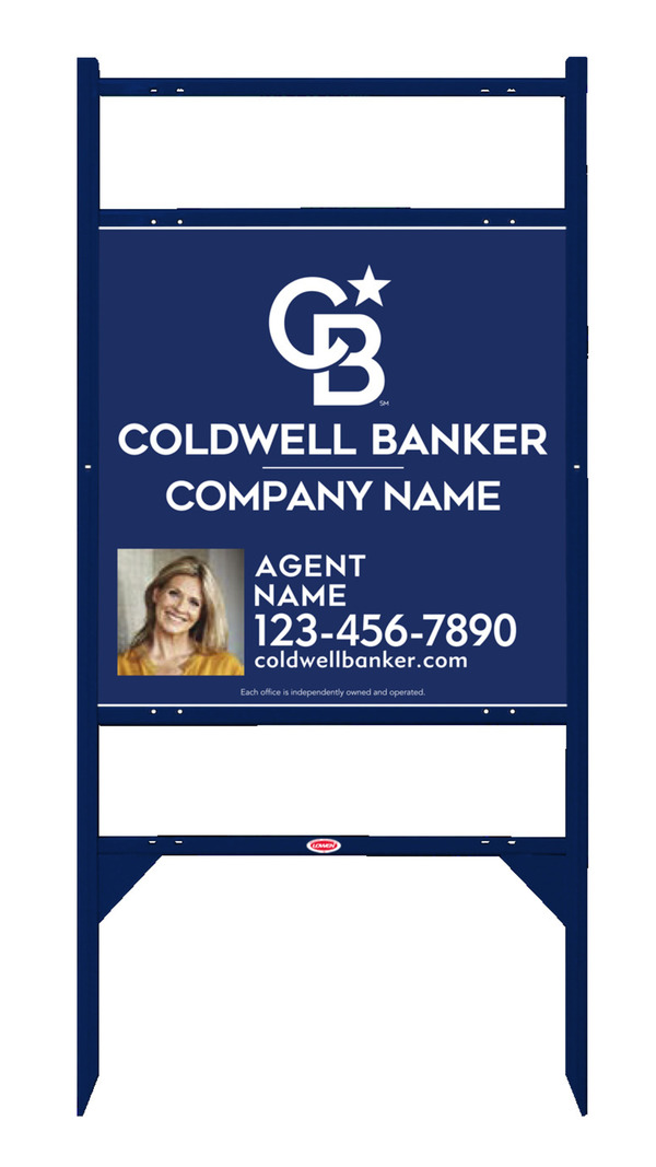 Angle Iron Frame W/ 2 Rider Inserts And Agent Photo Sign Panel Unit, 24"H X 24"W, .040 Aluminum