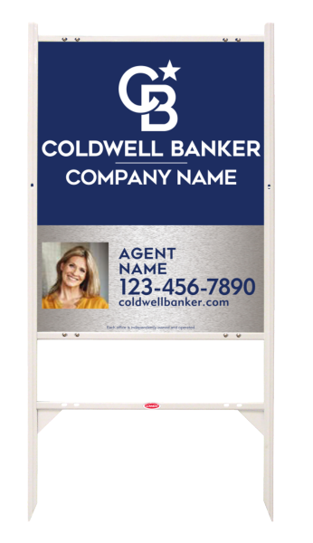 Angle Iron Frame And Agent Photo Sign Panel Unit, 30"H X 24"W, Brushed Aluminum Composite