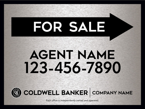 Directional Agent For Sale Sign Panel, 18"H X 24"W, 4mm Corrugated