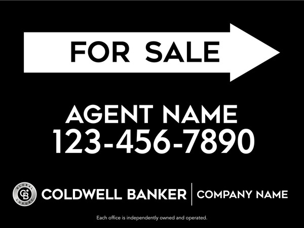 Directional Agent For Sale Sign Panel, 18"H X 24"W, 4mm Corrugated